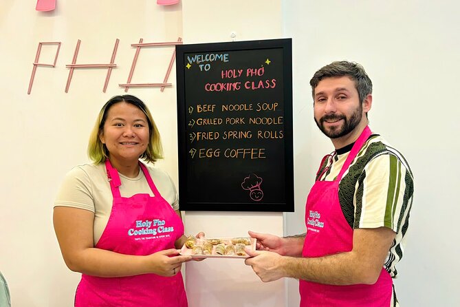 Cook 4 Local Vietnamese Dishes In Pink-themed Class & Market Tour - English-Speaking Guidance from Eva and Her Team