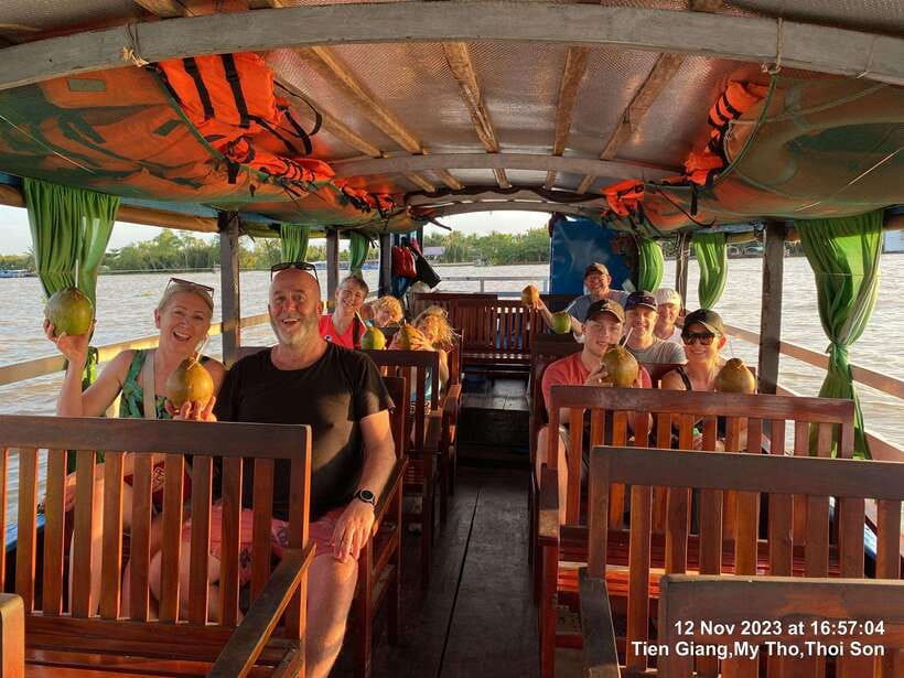 From HCMC: Mekong Delta and Vinh Trang Pagoda 1 day - Honey tea, coconut candy, and farm stops that make sense