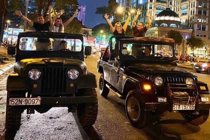 Jeep Tour Saigon By Night : FRESH SEAFOOD, STREET FOOD & SKY BAR - Nguyen Hue Street start: get your bearings fast