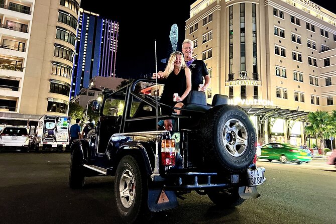 Private Jeep Tour Saigon by Night: Foodie & City Tour - Independence Palace after dark: the biggest history stop, but keep it quick