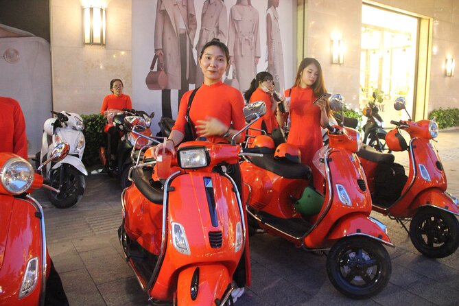 Saigon Vespa By Night Street Food With Female Riders Ao Dai - Stop 2: Banh Xeo and Nem lu, the Saigon classics people chase